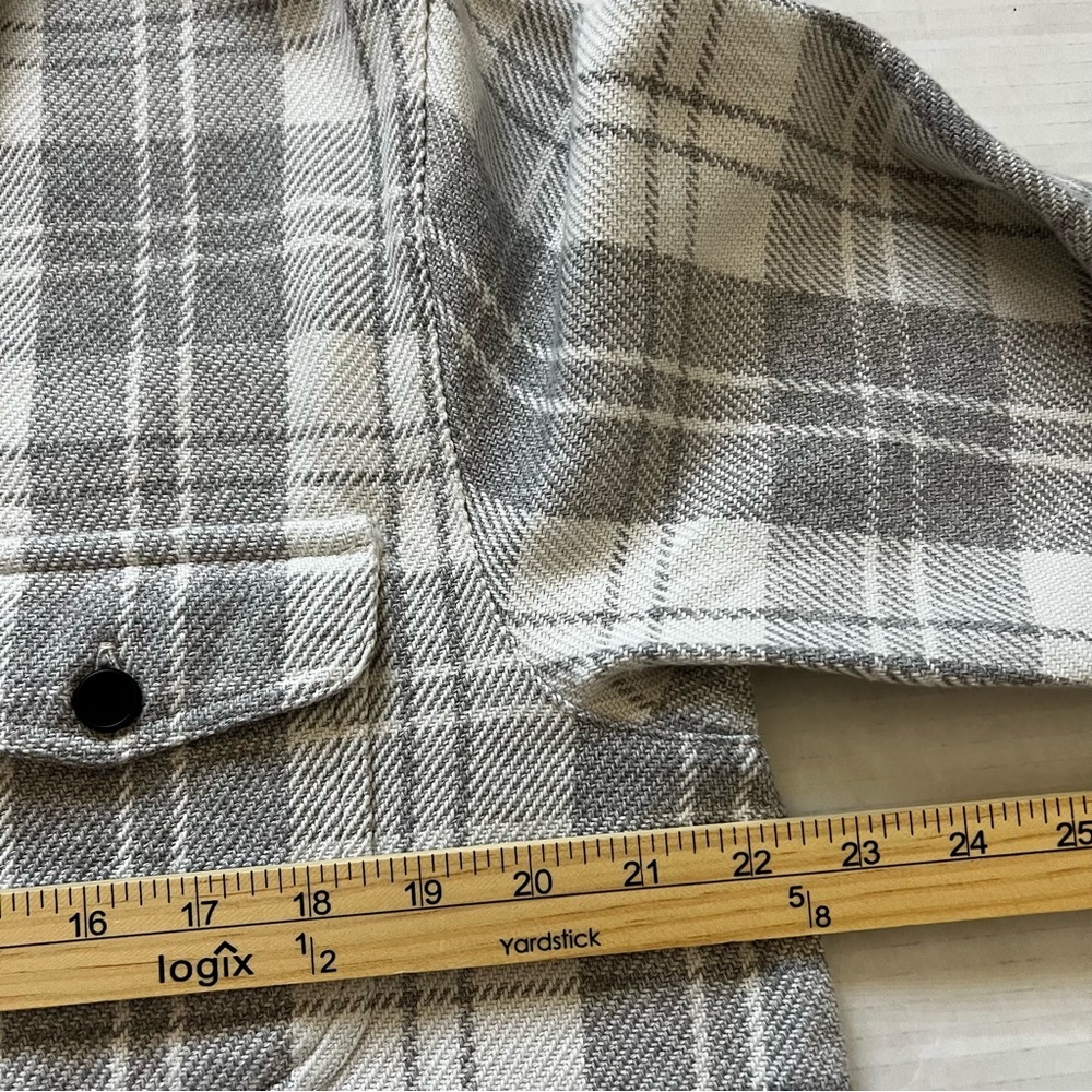 NWT Outerknown Blanket Shirt Dress Organic Cotton Plaid Grey White L - Picture 15 of 16